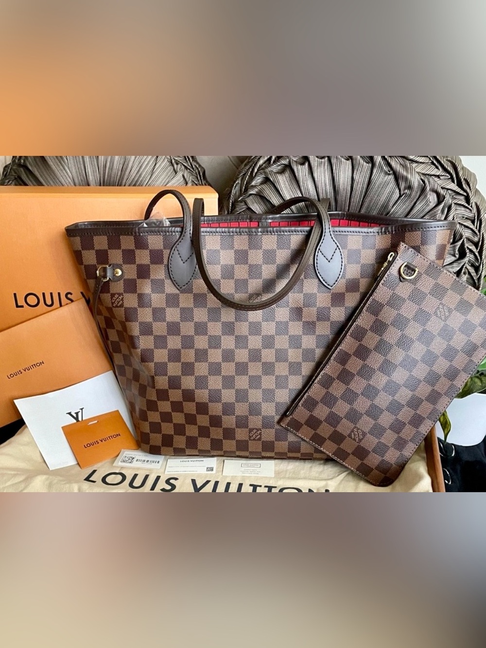 Pristine Authentic Louis Vuitton Damier Ebene Neverfull MM, NWT! - Picture 1 of 15